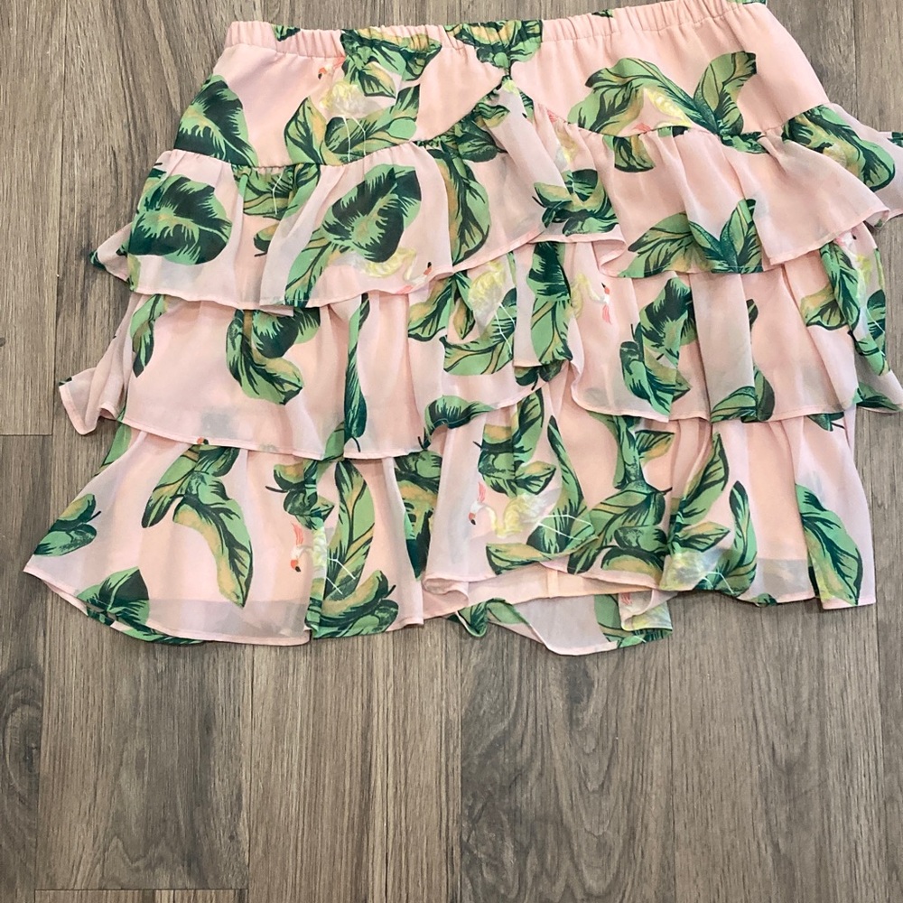 Tropical pink and green summer skirt